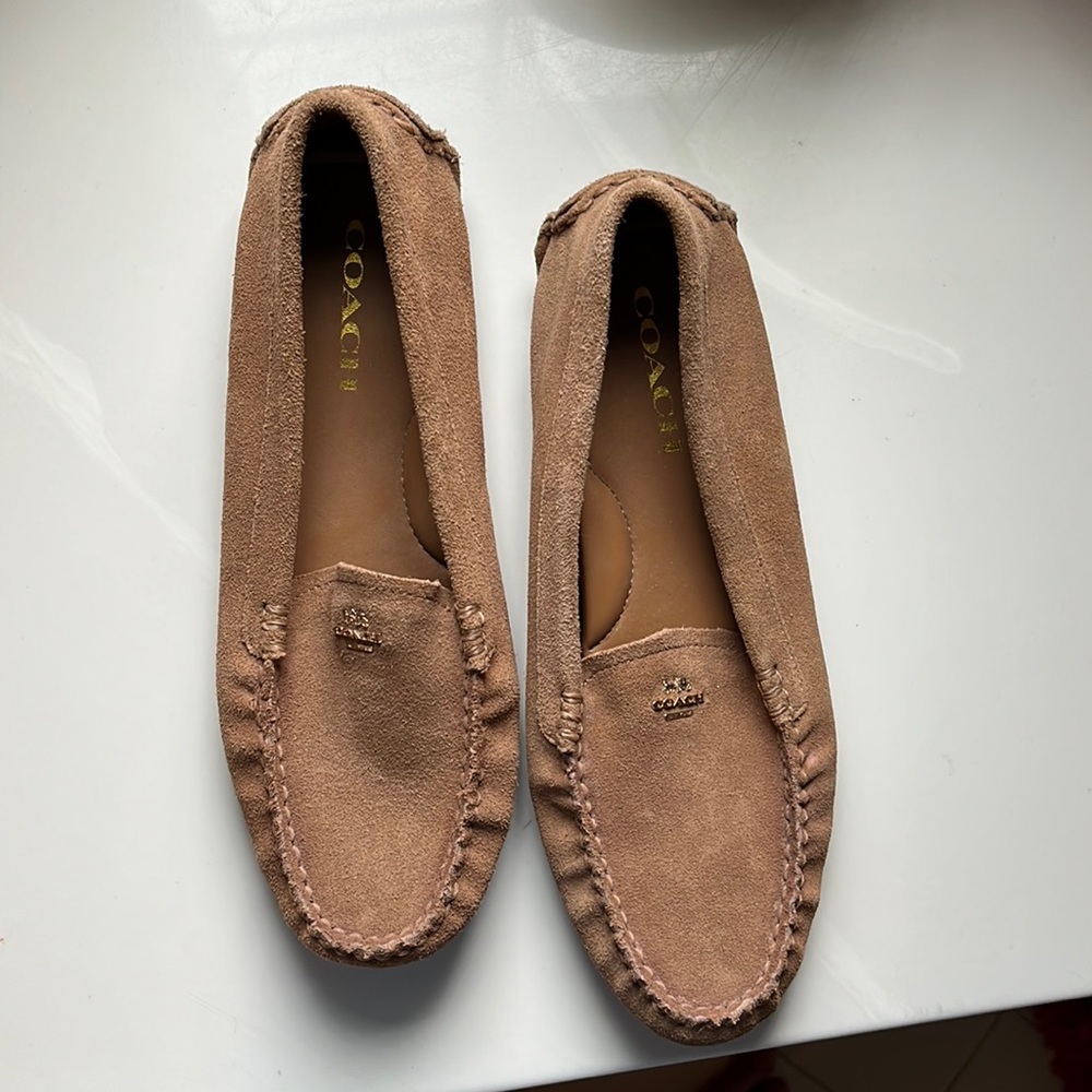 Brand new coach tan suede moccasins